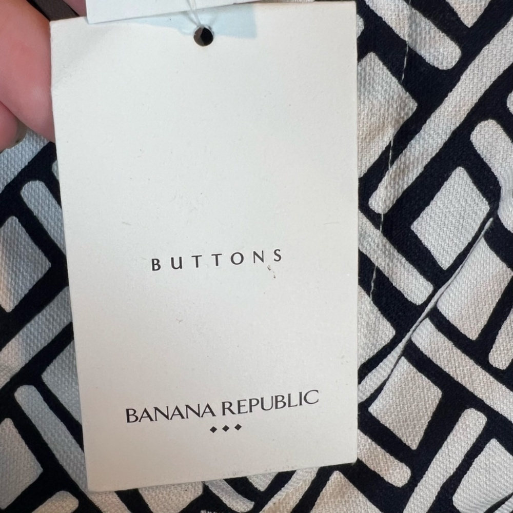 Banana Republic 4.5" Cotton Geometric Print Shorts Black White Coastal NEW Sz 12 - Picture 2 of 12